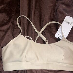 ALO Yoga Cream Seamless Bra with Cross-Back Straps